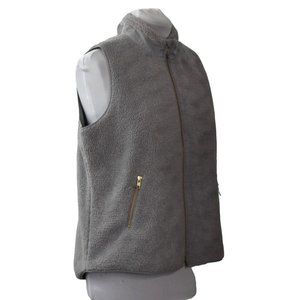 Crown & Ivy Grey Fleece Vest Womens XL Faux Sherpa Lined
